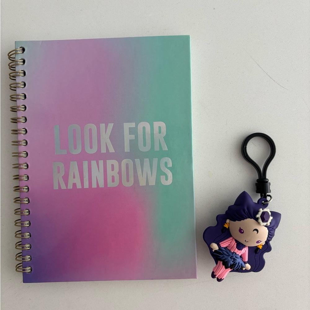 Colorful Spiral Notebook and Keychain Set